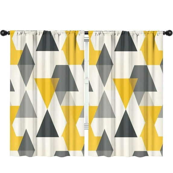 Blackout Kids Curtains,Yellow and Gray Modern Art Geometric Childrens Insulated Curtains Set Of 2,Bedroom Essentials,Toddler Room Decor 52x84in(132x213cm)