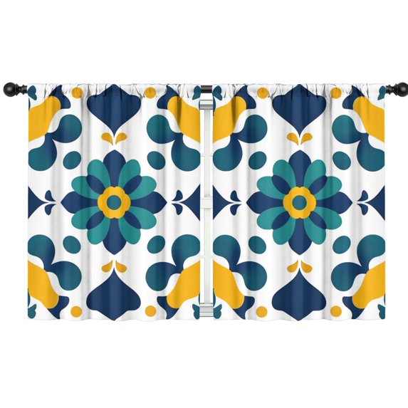 Blackout Kids Curtains,Yellow and Green Modern Art Geometric Childrens Insulated Curtains Set Of 2,Bedroom Essentials,Toddler Room Decor 42x54in(106x137cm)