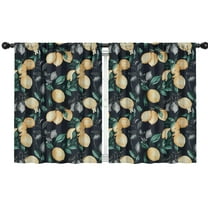 Blackout Kids Curtains,Yellow Lemon Fruit Leaves Black Pattern Childrens Insulated Curtains Set Of 2,Bedroom Essentials,Toddler Room Decor 42"x54"