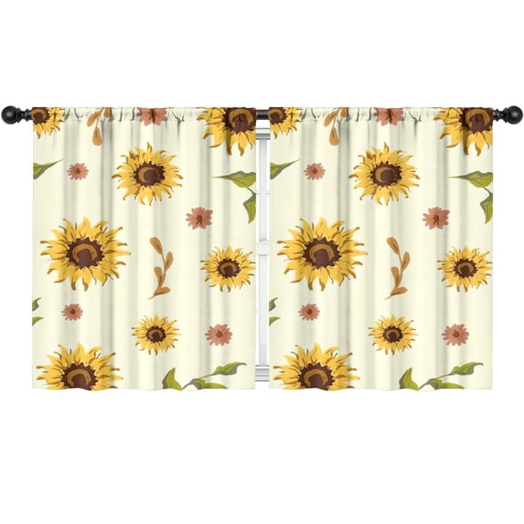 Blackout Kids Curtains,Yellow Small Flower Sunflower Pattern Childrens Insulated Curtains Set Of 2,Bedroom Essentials,Toddler Room Decor 52"x63"
