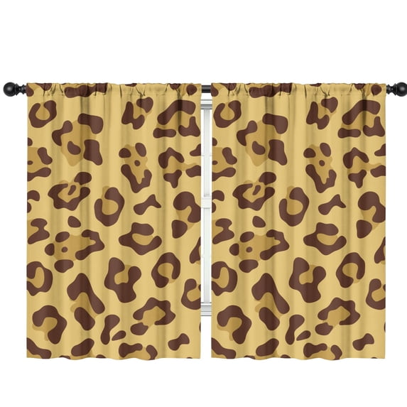 Blackout Kids Curtains,Yellow and Brown Of Leopard Print Childrens Insulated Curtains Set Of 2,Bedroom Essentials,Toddler Room Decor 42"x63"