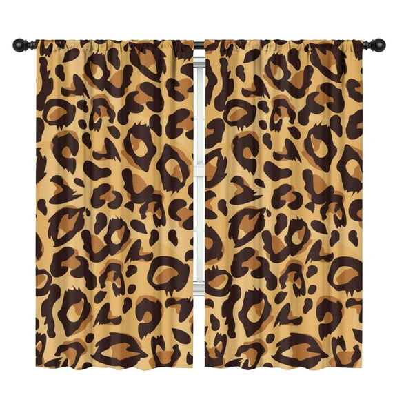 Blackout Kids Curtains,Yellow and Brown Of Leopard Print Childrens Insulated Curtains Set Of 2,Bedroom Essentials,Toddler Room Decor 42"x84"