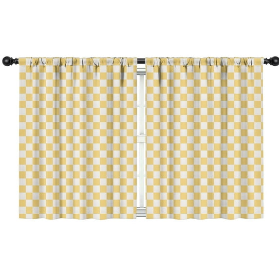 Blackout Kids Curtains,Yellow and White Checkerboard Pattern Childrens Insulated Curtains Set Of 2,Bedroom Essentials,Toddler Room Decor 42"x54"