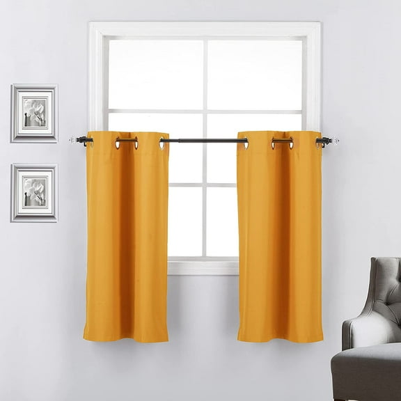 Rooney Luxury Orange Kitchen Blackout Curtain, 30” x 36” (2 Panels)