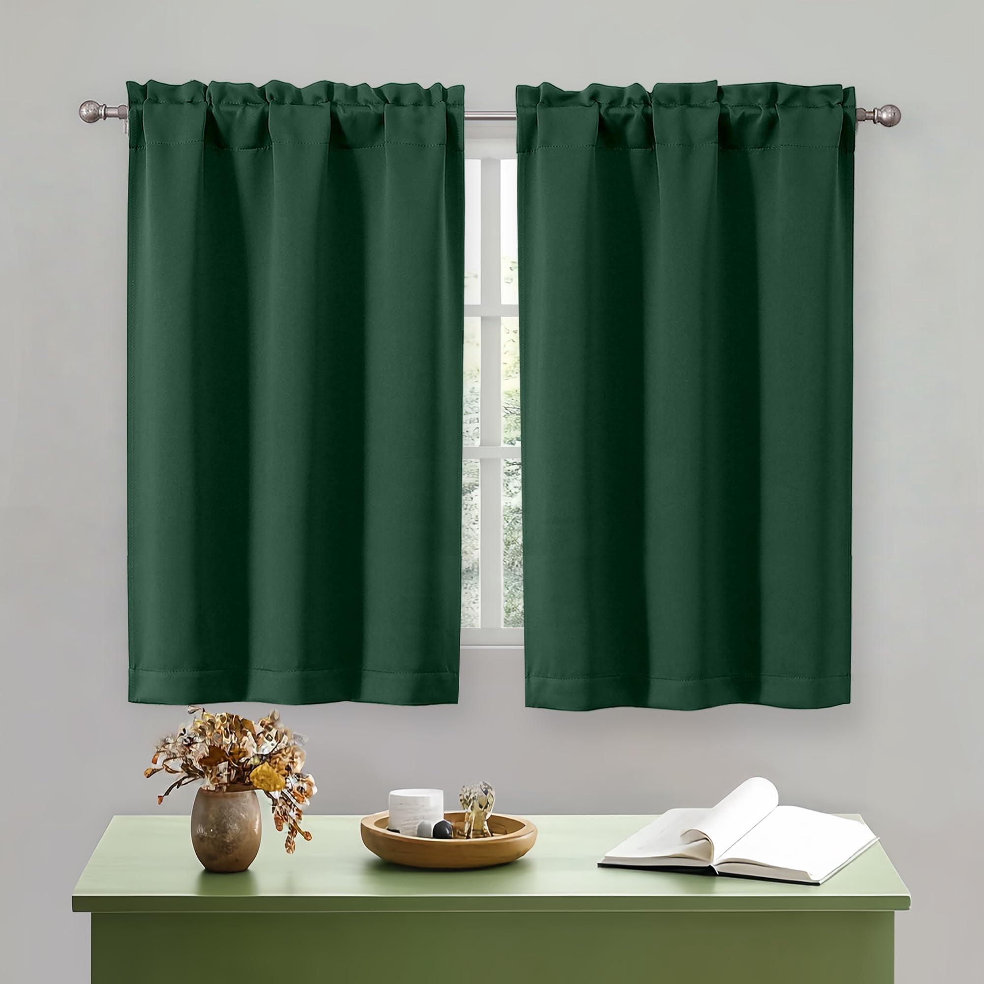 Blackout Kitchen Curtains 36 Inch Thermal Insulated Tier Curtains for ...