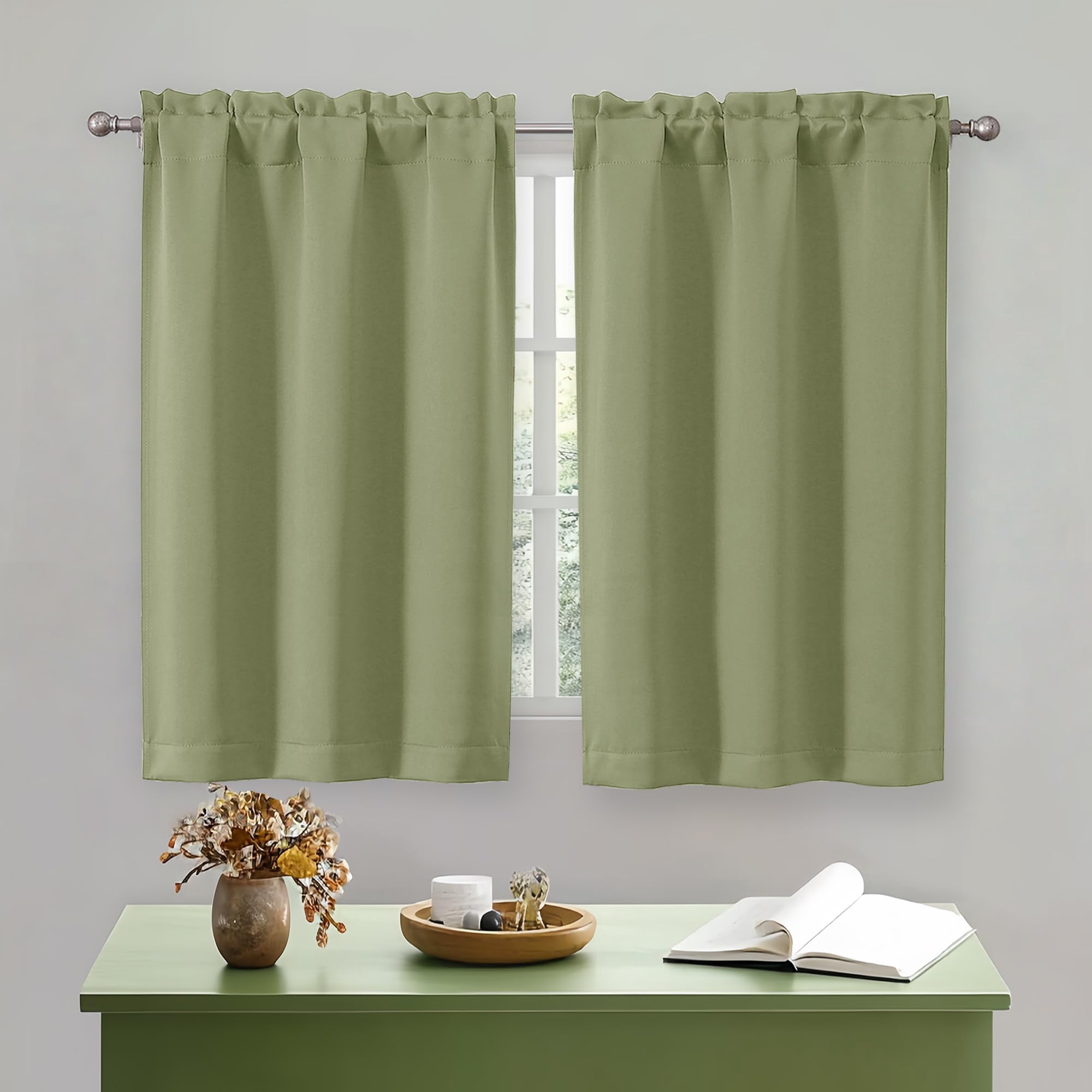 Blackout Kitchen Curtains 36 Inch Thermal Insulated Tier Curtains for ...