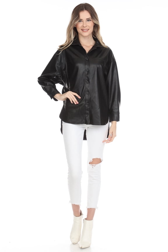 Blackout Leather-Look Shacket