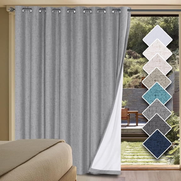 Blackout Linen Look Curtain Panel with Anti Rust Grommets Dove Gray 100"W x 84"L
