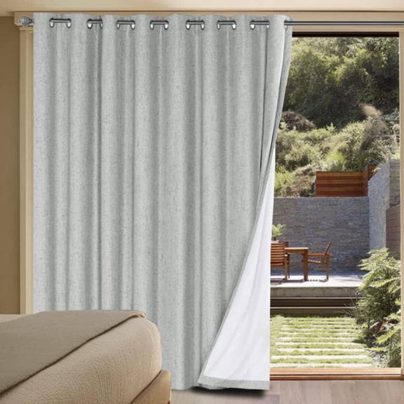 Blackout Linen Look Curtain Panel with Rust Resistant Grommets Glacier Gray 100 in W x 84 in L
