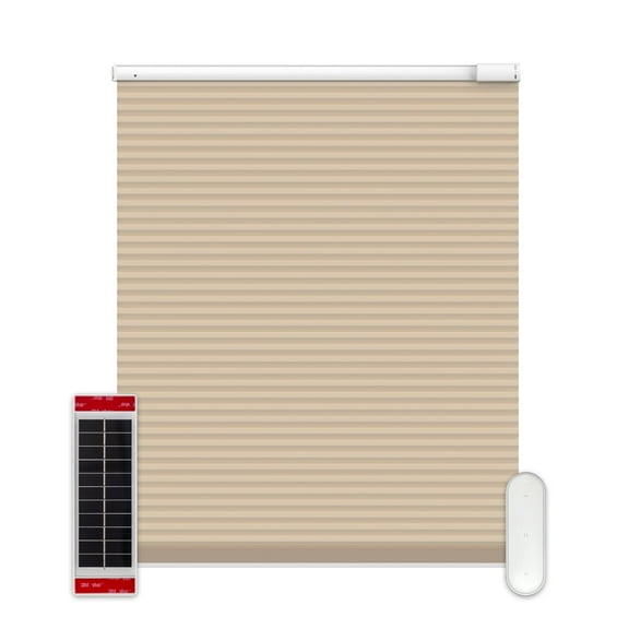 Blackout Motorized Cellular Shades for Window with Remote Beige 34 x 72