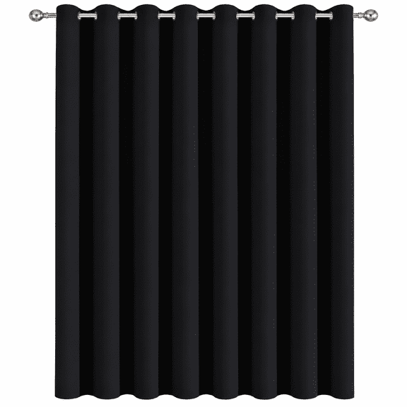 Blackout Patio Curtain for Sliding Door, 100 x 84 Inch Extra Wide Thermal Insulated Room Divider Panel with Grommet Top, Noise Reducing Privacy Curtain, Jet Black