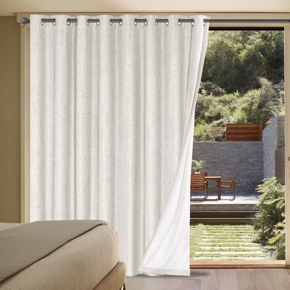 Blackout Patio Door Curtain Panel with Anti-Rust Grommets, 100"W x 84"L, Ivory