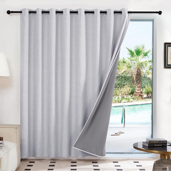 Blackout Patio Door Curtains,Light Grey,100W x84L Inch,1 Panel