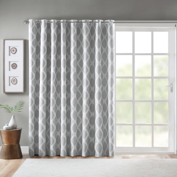 Blackout Patio Panel, Printed Ikat, 100" X 84", 100% Polyester, Silver Grommet Top