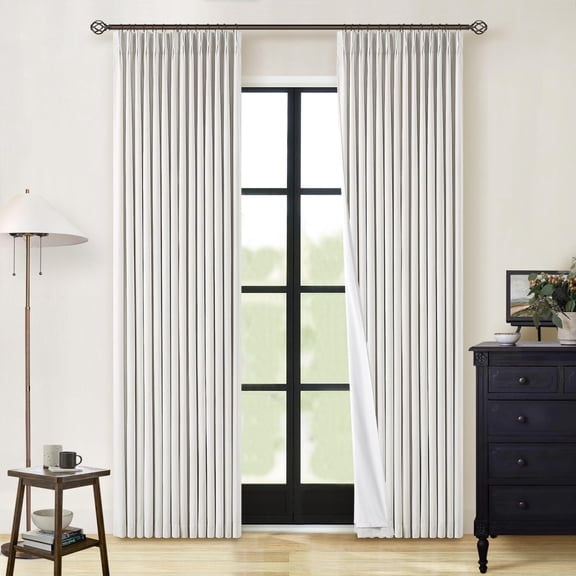 Blackout Pinch Pleated Linen Curta84 Inch Length 2 Panels For Living Room Bedroom 2 Layer Beigelight Blocking Thermalulated Pleat Darkening 84 Inches Long
