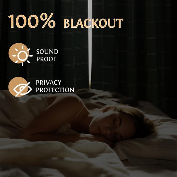 Blackout Plaid Curtains 2 Panels, Moss Green Windowpane Check Thermal Insulated Vintage Patterned Grid Drapes for Bedroom Living Room Kids Room, Rod Pocket Back Tab, W52 x L84