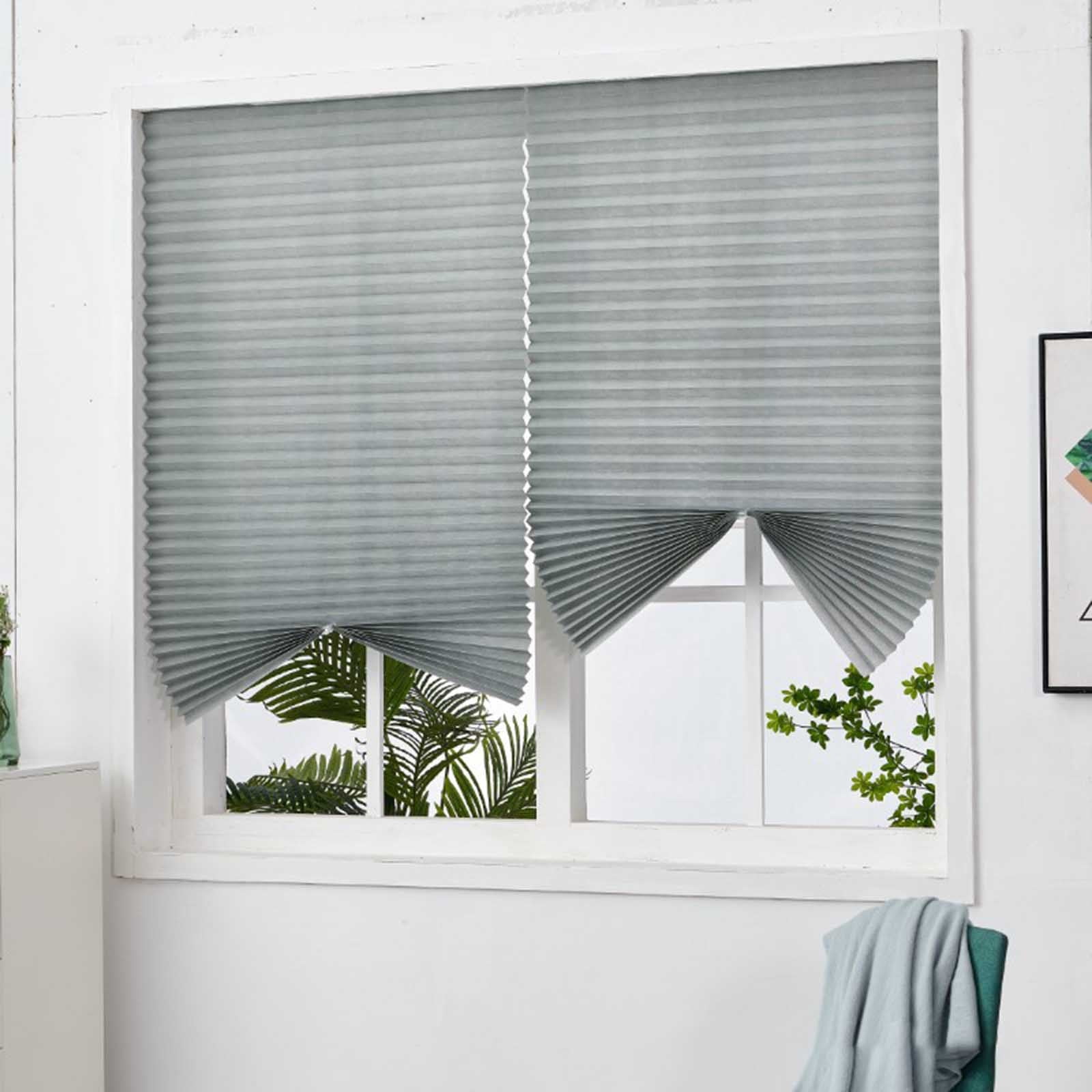 Blackout Pleated Window Shades, No Drilling Temporary Cordless Blinds ...