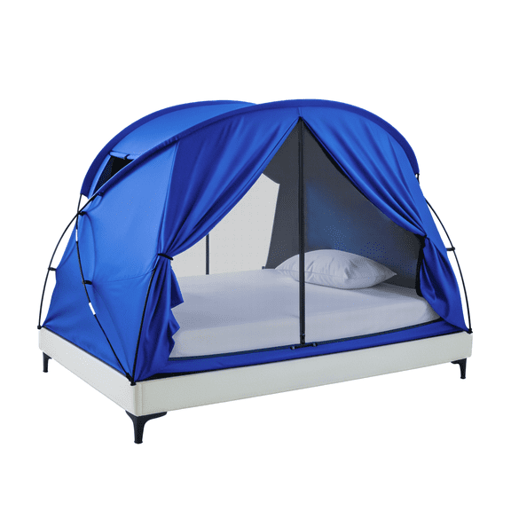Blackout Privacy Queen Size Bed Tent Adults Kids,Sleep Autism Mosquito Bed Tents Canopy Mesh Windows