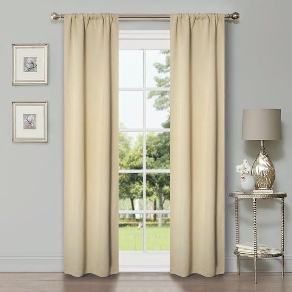 Blackout Rod Pocket Curtain Panels, Set of 4, 26" x 84", Ivory