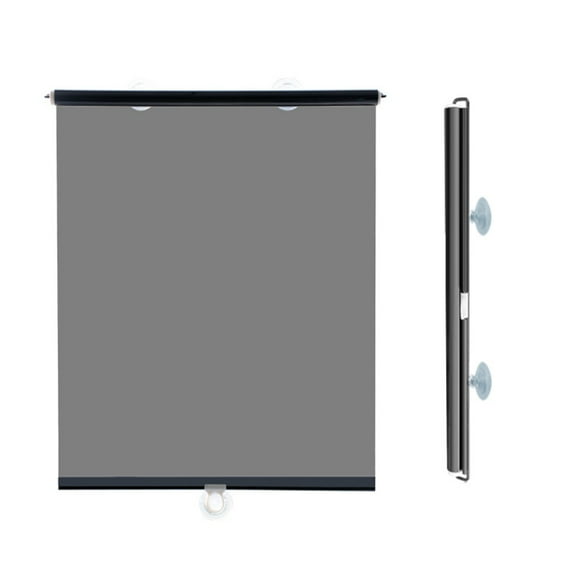 Blackout Roller Blinds with Suction Cups, Sunshade Roll Up Blinds Without Drilling, Large Size Temporary Blinds, Thermal Roller Shades for Windows Doors (Black 55*150cm)
