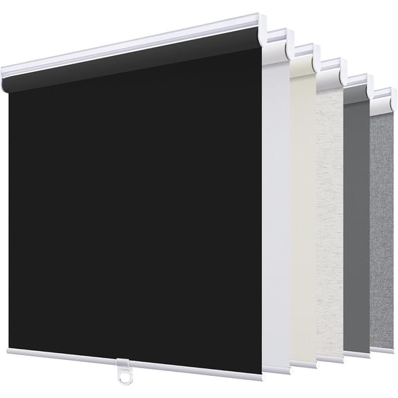 Blackout Roller Shades Blinds Cordless for Windows Pull Down Room Darkening Door Blinds with Thermal Insulated Easy to Install for Living Room,Bedroom,Home,Office Bathroom Black 23" W x 72" H