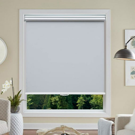 Blackout Roller Shades, Cordless Roller Window Blinds with Thermal Insulated for Office, Living Room, Bedroom, Kitchen, Easy Installation--Blackout Light Grey+25"W x 185"H