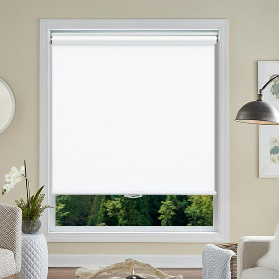 Blackout Roller Shades, Cordless Roller Window Blinds with Thermal Insulated for Office, Living Room, Bedroom, Kitchen, Easy Installation--Blackout White+25"W x 142"H