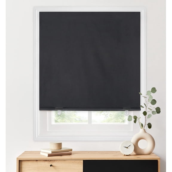 Blackout Roller Window Shades, Black 48''W x 72''H, Cordless Light Control Blinds