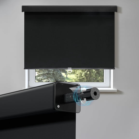 Blackout Roller Window Shades, Free-Stop Cordless, Easy Install Room Darkening Thermal Insulated Shades, Black, 26"W x 72"H