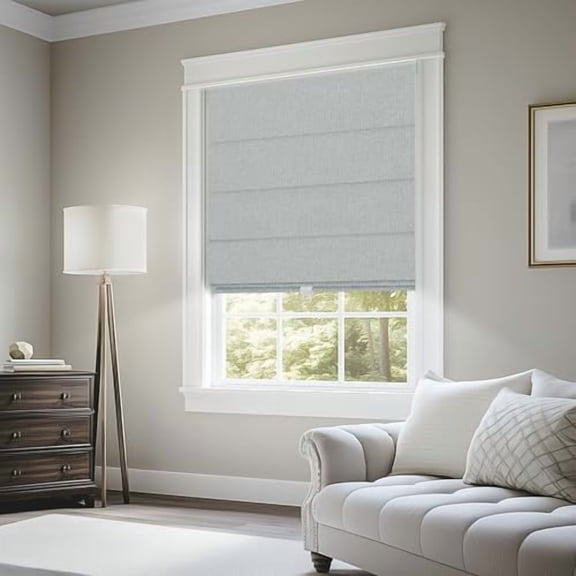 Blackout Roman Shades for Windows Cordless,Pull Down Linen Fabric Roman Blinds,Privacy Window Shades for Door Windows,Bedroom,Office,Easy to Install,Light Gray,19" W x 78" H