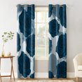 Blackout Room Darkening Curtains, Cartoon Hand Painted Floral Navy Blue