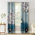 Blackout Room Darkening Curtains, Cute Blue Car and White Magnolia