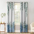 Blackout Room Darkening Curtains, Eucalyptus Green Leaves Plant Blue