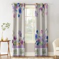 Blackout Room Darkening Curtains, Flowers Watercolor Purple Floral