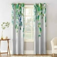 Blackout Room Darkening Curtains, Rustic Watercolor Green Plant Leaves