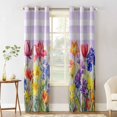 Blackout Room Darkening Curtains, Spring Watercolor Tulip Flowers