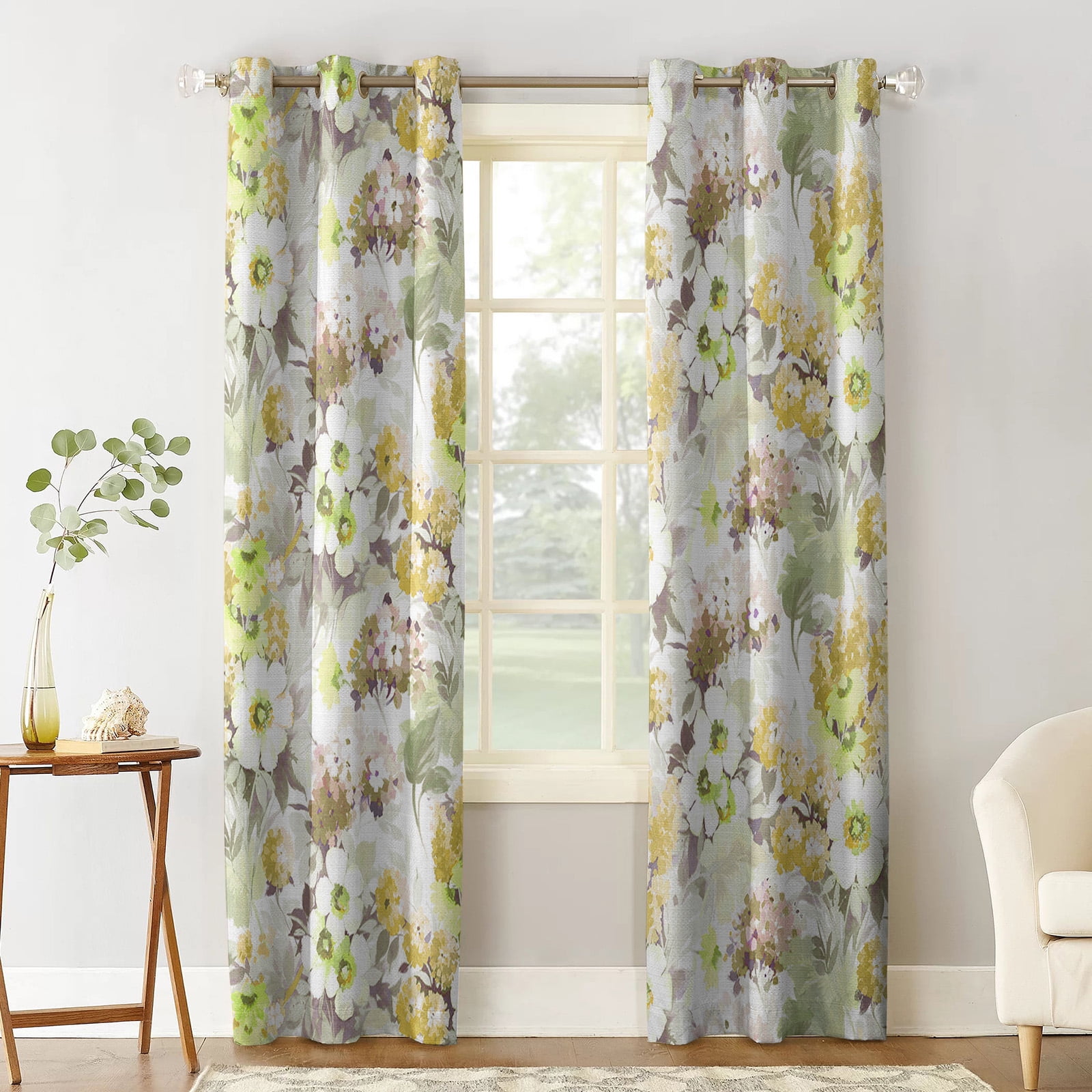 Blackout Room Darkening Curtains, Spring Yellow Flower Floral