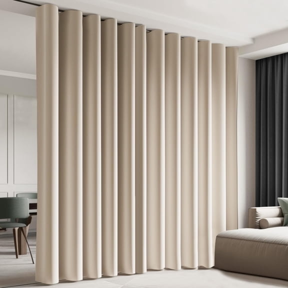 Blackout Room Divider Curtain Panel, 100"W x 84"L, Beige