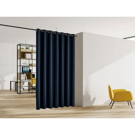 Blackout Room Divider Curtain Panel Privacy Partition Heavyweight Premium Fabric Thermal Insulated, Grommet Top, 60" Wide X 96" Tall, Navy Color