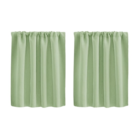Blackout Short Curtain, 15.7in x 23.6in Solid Color High Precision Small Window Tier, Kitchen Cafe Privacy Drape, Smooth Fabric Window Treatment Mint Green
