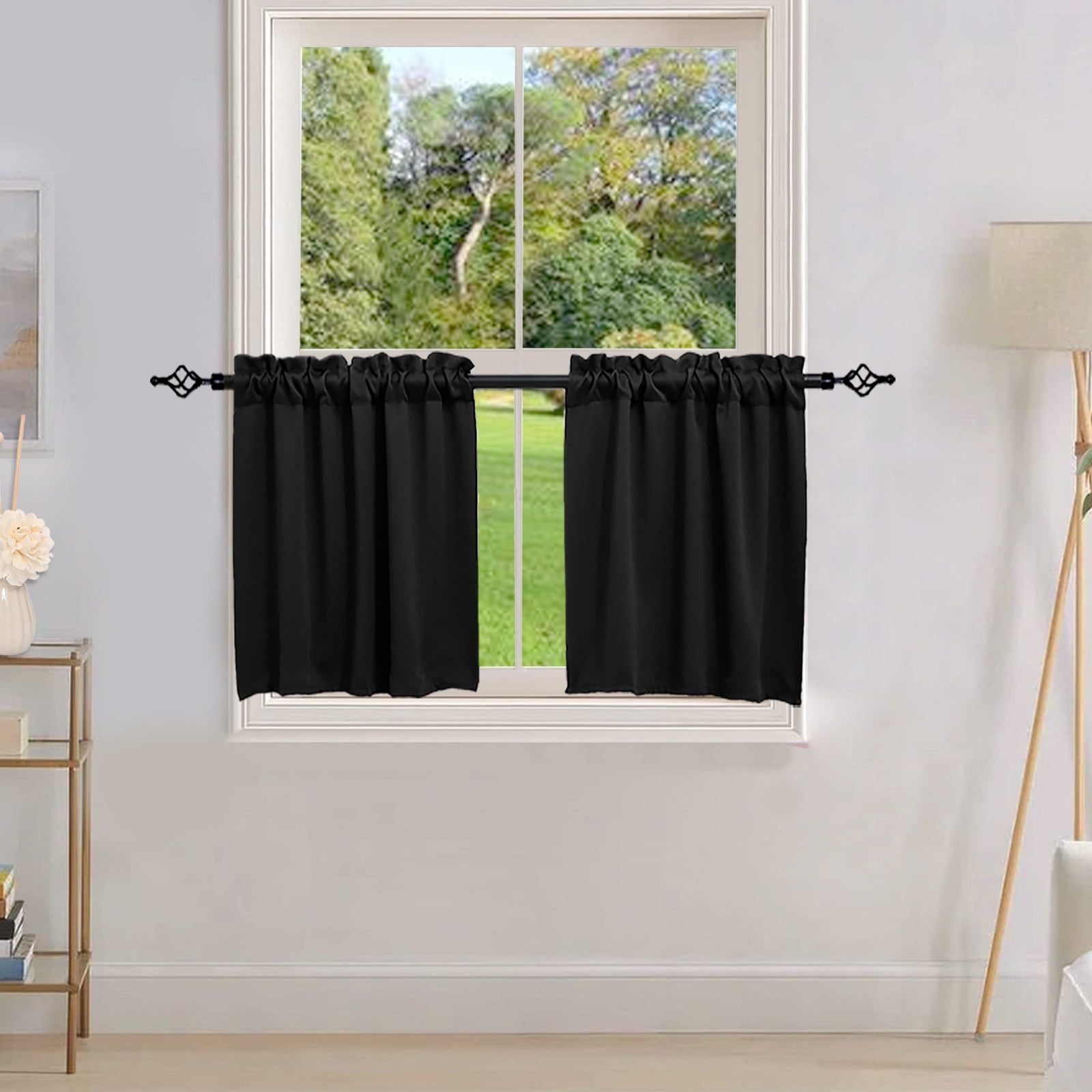 Blackout Short Curtains, Gray Half Window Curtain, Bedroom Privacy ...