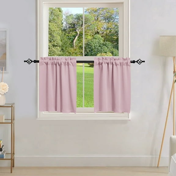 Blackout Short Curtains, Gray Half Window Curtain, Bedroom Privacy Curtain Tiers for Windows, Short Rod Pocket Curtains Kitchen Shades, Wide 33 x Long 30 inches per Panel