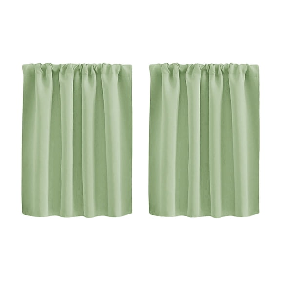 Blackout Short Panel Curtain, 41.7in x 35.8in Solid Color High Precision Cafe Window Tier, Sun Blocking Room Divider, Thermal Insulated Fabric Mint Green