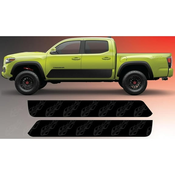 Blackout Side Skirt Stripe Kit Vinyl Decals Compatible with and Fits Toyota Tacoma TRD Pro 2016-2022 - Set of Two