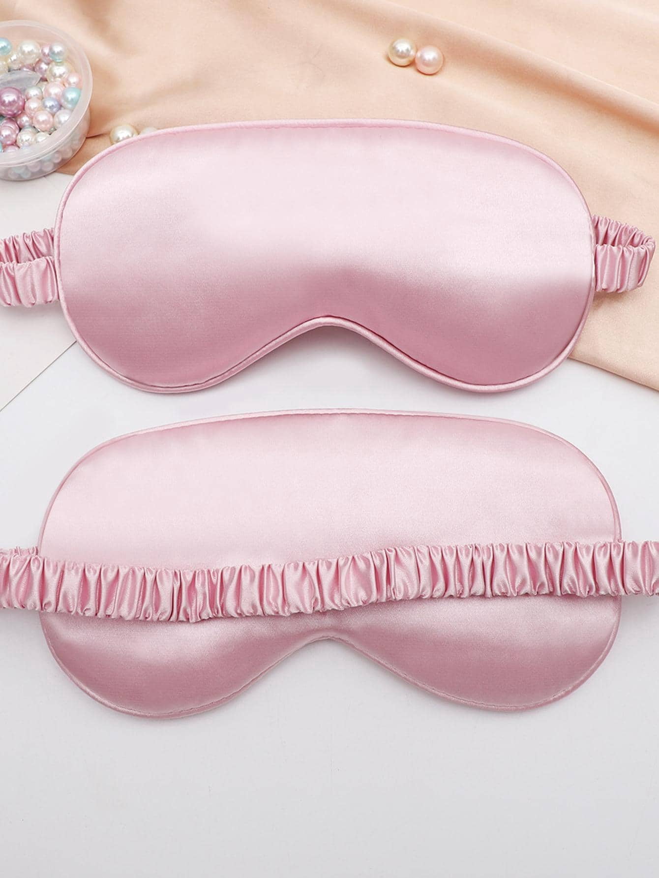 Blackout Sleep Eye Mask Satin Like Cooling Comfortable Relieve Fatigue Nap Sleep Back To School Supplies-Pink15pcs