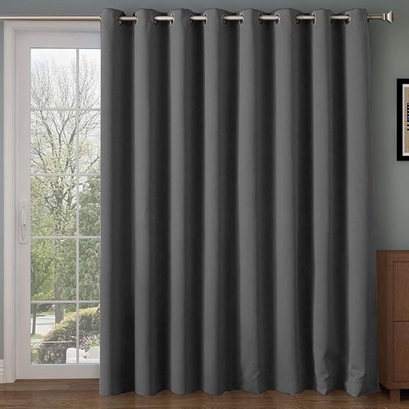 Blackout Sliding Door Curtains, Room Darkening Thermal Insulated Curtains for Living Room Bedroom, Sliding Glass Door Drapes, Dark Grey