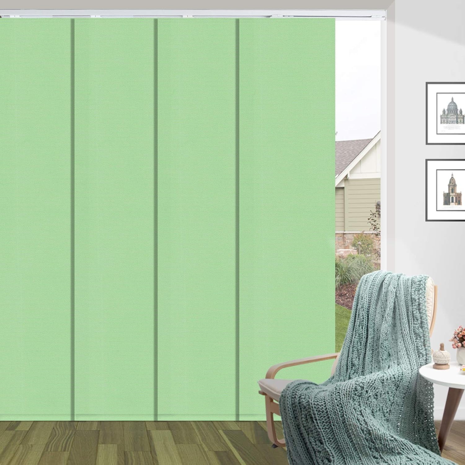 Blackout Sliding Panel Track Blind, Dark Grey Adjustable Custom