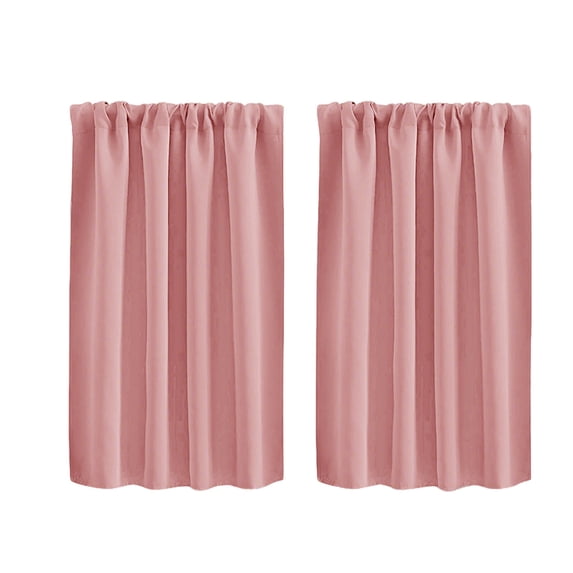 Blackout Solid Color Short Curtains Set of 2 Rod Pocket for Kitchen Bathroom Partition 30x36 Inch Pink