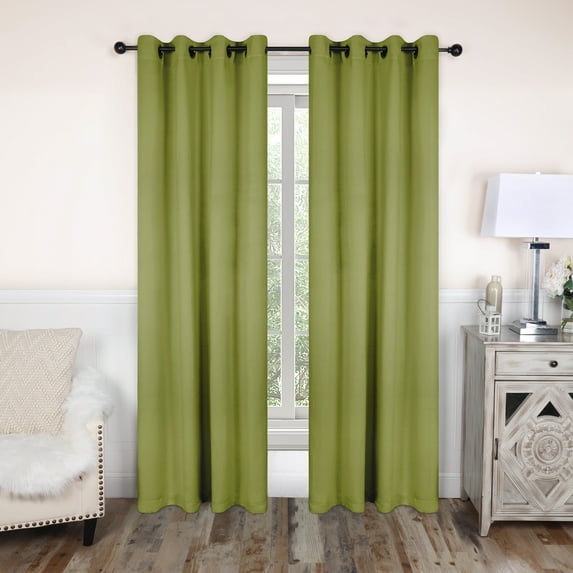 Blackout Solid Curtain Panels, Set of 2, 52" x 96", Sage