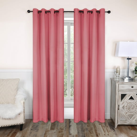 Blackout Solid Curtain Panels, Set of 4, 52" x 84", Pink